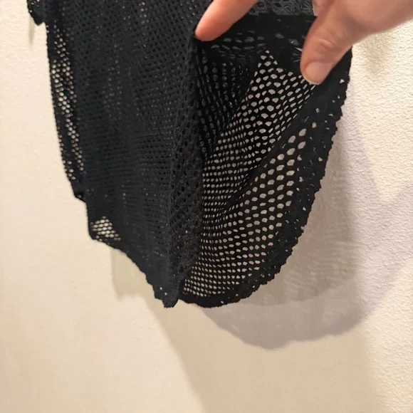 SJS Black Mesh Net Top XL Y2K Fishnet Tee Streetwear Goth Festival - Picture 6 of 10